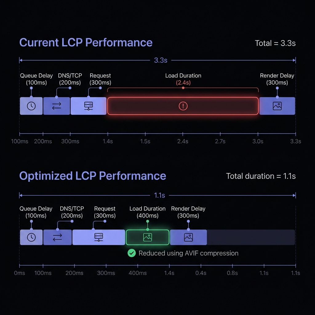 LCP Loading Phases Timeline Breakdown